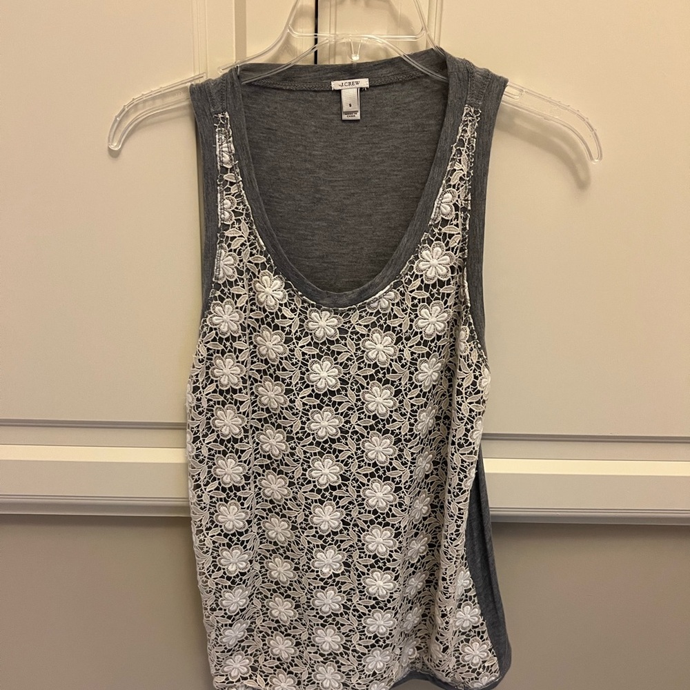 J. Crew Gray and Black Patterned Sleeveless Tank